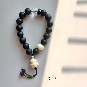 New men onyx with quartz and buddha pendant sterling silver meditation bracelet
